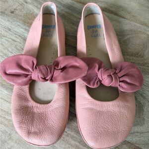 Camper Pink Leather Knot-Bow Ballet Flats